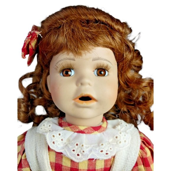 TL Toys Raggedy Ann Porcelain Doll with Stuffed Doll 16 inch Bisque Porcelain - Picture 9 of 9